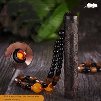 Chargement USB Smart Ebony Fire Fold Blow Design classique Allume-cigare rond en bois brossé avec ensemble de cigares