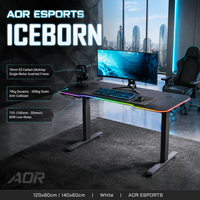 Bureau de jeu AOR RGB, bureau électrique réglable en hauteur, bureau d'ordinateur LED, table de jeu assis-debout, bureau PC, vente en gros d'usine
