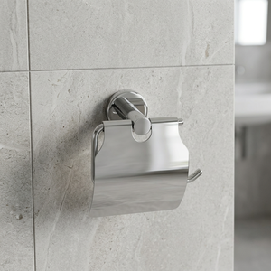 Decatur C1726 Acier inoxydable moderne à fixation murale # Porte-papier toilette 304 avec couvercle, finition chromée brossée/polie - Product Image 3