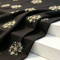 Tissu en denim marine A1009 multicolore à fleurs avec sequins et perles