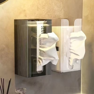 Boîte à mouchoirs murale au design simple et moderne, porte-papier toilette, boîte à mouchoirs multifonctionnelle pour salle de bain et cuisine - Product Image 1