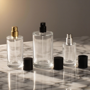 Flacon de parfum de luxe du fabricant, flacon vintage vide de 30 ml, 50 ml, 100 ml, flacon de parfum rond de luxe avec bouchon noir - Product Image 2
