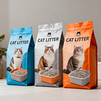 Sacs d'emballage pour litière pour chat, personnalisés, imprimés, en plastique, colorés, à fond plat, type Doypack