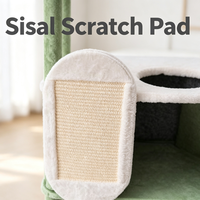 Modern Kedi Ağacı, Peluş Çerçeveli Platformlar, Ön Sisal Tırmalama Tahtası, Alt Kedi Evi ve İki Seviyeli Dinlenme Alanı ile