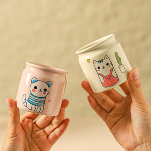Factory direct sales of <b>cute</b> cat-themed ceramic drinking cups for children, microwave-safe, and stylish office <b>mugs</b>. - Product Image 2