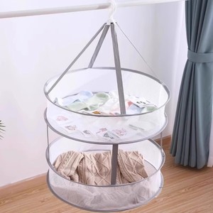 Filet de séchage de vêtements rond multi-couches en maille, panier de séchage à suspendre pour économiser de l'espace, idéal pour chaussettes, pulls et vêtements - Product Image 1