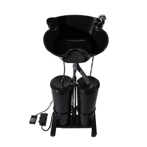 Bac à shampoing électrique vertical pour salons de coiffure - double bac portable avec pompe à eau et douchette mobile pour salon - Product Image 1