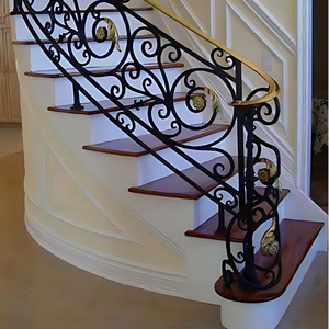 Rampe d'escalier moderne en fer forgé noir de haute qualité TTD avec grille décorative pour villa, garantie 1 an - Product Image 6