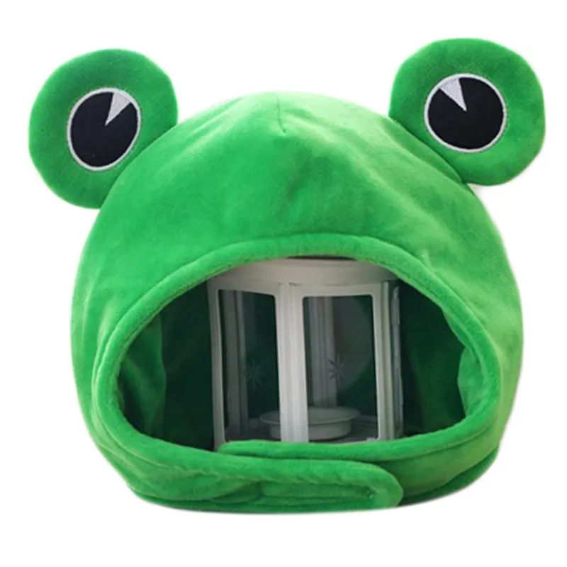 Novelty Funny Big Frog Eyes Cute Cartoon Plush Hat Toy Green Full Headgear Cosplay Costume Party Dress Up Photo PropNovelty