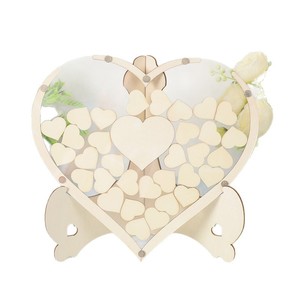 Panneau de signature alternatif en bois en forme de cœur pour livre d'or de mariage, en gros et en stock, pour la décoration de réception de mariage - Product Image 6