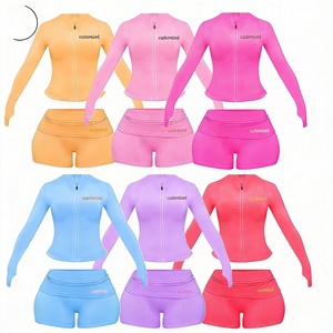 Ensemble short 2 pièces pour femme, logo personnalisé, coton, tenue <span class=keywords><strong>de</strong></span> sport, fitness, yoga, survêtement, vêtements <span class=keywords><strong>de</strong></span> sport décontractés d'été, vêtements <span class=keywords><strong>de</strong></span> gym, OEM - Product Image 4