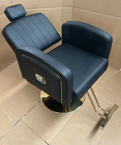 Fauteuil de barbier inclinable en cuir synthétique noir de luxe |   Appui-tête de chaise de salon hydraulique pivotant à 360 degrés, réglable en hauteur | - Product Image 2