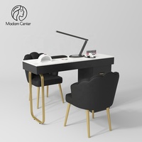 Madamcenter Ensemble de mobilier de salon de manucure de luxe moderne pour deux professionnels, avec table de manucure et aspirateur de poussière écologique multifonction