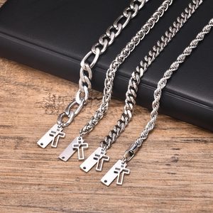 Nouvel Arrivage Bracelet à Maillons Épais Multiples Personnalisé avec Breloque Croix Creuse Carrée Courte en Acier Inoxydable - Product Image 4
