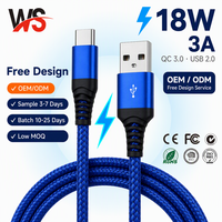 Câble de données USB 2.0 480 Mbps tressé en nylon USB-A vers USB-C, charge rapide 3A, pour iPhone et Samsung – Vente en gros usine