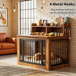 Kandang Anjing Ekstra Besar 43.3x41.1x30 Inci Kayu Rekayasa Logam Tahan Lama Mudah Dirakit Penutup Kait 4 Pengait - Product Image 3