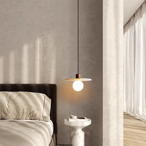 Lámpara colgante decorativa creativa, iluminación de techo, luz colgante de madera travertino Natural para decoración de <span class=keywords><strong>paso</strong></span> de Villa en casa - Product Image 5