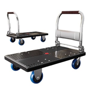 Steel Flatbed Hand Cart Four Wheel Foldable <b>Transport</b> Cart For Household And Delivery Use - Product Image 5
