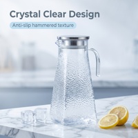 Carafe à eau froide, jus et boissons en plastique PC de grande capacité 1,4 L, motif marteau carré, incassable