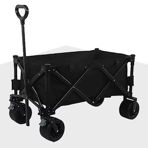 Chariot de transport à bagages de grande capacité pour le shopping, le camping et la randonnée Chariot pliable à deux roulements Plage Pique-nique Quatre roues robustes - Product Image 1