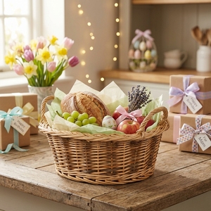 <span class=keywords><strong>Cesta</strong></span> de mimbre vacía con asas para regalos, chocolates, frutos secos, pan y <span class=keywords><strong>frutas</strong></span>, ideal para festividades, Pascua, Día de la Madre y cumpleaños - Product Image 5