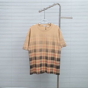 T-shirt à manches courtes à carreaux surdimensionné pour homme 2026, 100 % coton, décontracté, col rond, motif tissé Burberry, coupe classique - Product Image 1
