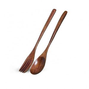 Japan Dining Long Handle Wood Spoon <b>Fork</b> Salad Fruit Dessrt <b>Fork</b> Creative Tea Spoon Coffee Spoon - Product Image 3