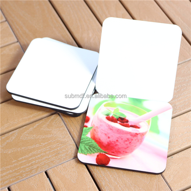 Free Sample Supply Wood Materials Printable 95mm Sublimation Printing Blank Cork Backed Mdf Square Coaster