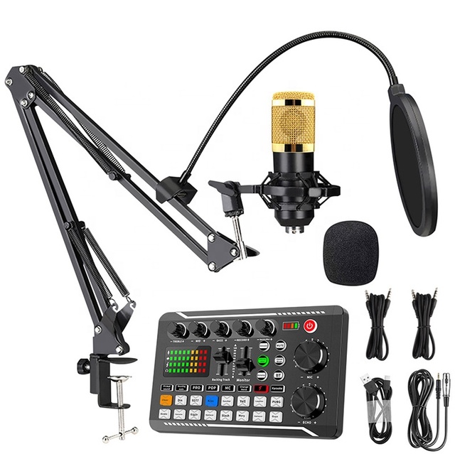 Portable Sound Card Microphone Kits F998 BM800 Set Studio Mixer Live Broadcast 16 Sound Effects Recording Sound Mixing Console