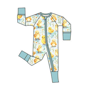 ชุดรอมเปอร์มีซิปสำหรับเด็กเสื้อผ้าไม้ไผ่แขนยาวพิมพ์ลายสุ่ม - Product Image 2