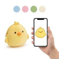 Pochette zippée personnalisée en peluche poussin jaune rond, avec touffe décorative, ailes courtes et fermeture éclair latérale en métal, sur le thème de la ferme, sac de rangement mascotte personnalisé