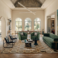 Fauteuil de salon moderne de qualité supérieure avec base en bois et revêtement en velours vert capitonné