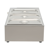 Bain-marie électrique commercial pour buffet, 3 pots, machine à faire fondre le chocolat pour le chocolat, le lait, la crème, la soupe