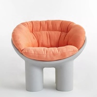 Chaises de salon modernes en fibre de verre avec coussin en tissu, chaise de détente Roly Poly