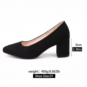 Nouvelle conception de chaussures à talons hauts sexy pour <span class=keywords><strong>femme</strong></span>, luxe, bout rond fin, dessus <span class=keywords><strong>en</strong></span> daim synthétique, talon carré épais K9939 - Product Image 5