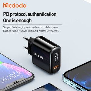 Mcdodo 717 có thể nhìn thấy sạc điện cổng kép 20W PD + QC3.0 hiển thị kỹ thuật số 2 USB + Loại C Cổng nhanh EU điện thoại di động tường sạc - Product Image 3