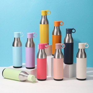 Botella de agua con tapa de paja, Enfriador de latas aislado, botella de acero inoxidable, aislamiento de doble pared para deportes de gimnasio - Product Image 6