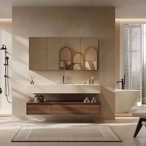 Meubles de salle de bain modernes personnalisés avec des armoires de lavabo vintage imperméables, surface laquée, panneau de porte en MDF - Product Image 5