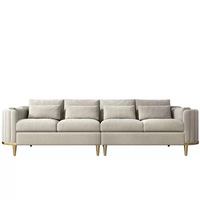 Ensemble de canapés sectionnels modernes en velours capitonné, design de luxe, pour bureau, réception, villa, avec revêtement doré, extensible, pour salon