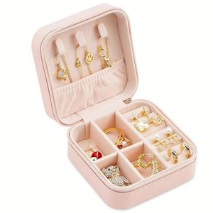 Mini boîte portable pour boucles d'oreilles, colliers, bagues, organiseur de bijoux de voyage, étui de présentation en cuir PU - Product Image 1