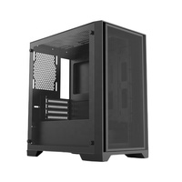 Boîtier d'ordinateur Gamer MATX Mid Tower avec panneau latéral en verre TG à design maillé, support de refroidissement à eau de 240 mm