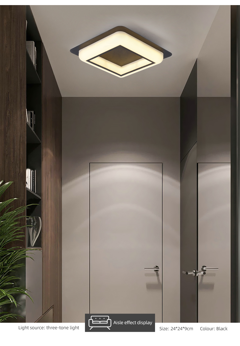 Hot Style Model Surface Mounted Square Three-tone Adjustable Led Ceiling Panel Light For Living Room