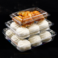 Boîtes en plastique PET transparentes pour boulangerie, boîtes à couvercle articulé jetables pour croissants, pâtisseries et biscuits