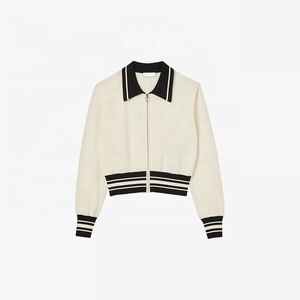 Maglione <span class=keywords><strong>Elegante</strong></span> da Donna in <span class=keywords><strong>Maglia</strong></span> con Collo a Polo, Zip e Maniche Lunghe, Personalizzabile per Primavera/Estate - Product Image 1