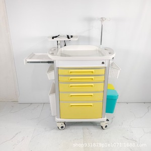 Medical Abs Infusion Cart 5 <b>Drawer</b> <b>Plastic</b> Hospital Trolley With IV Pole And <b>Storage</b> Bins For Nursing Care - Product Image 1