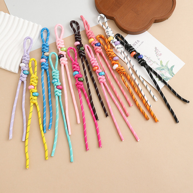 Colorful Wristlet Keychain Lanyard for Keys and Phones Durable Paracord Hand Strap with Beads for Pouch and Camera