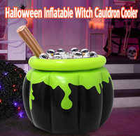 Chaudron de sorcière classique avec pot noir et potion verte auto-gonflante pour une décoration de jardin emblématique pour Halloween