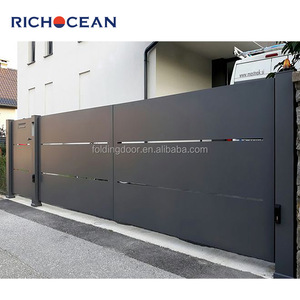 Richocean bên ngoài nhà cửa nhôm an toàn cửa trượt cửa chính cổng điện cắt thiết kế cửa đôi - Product Image 2