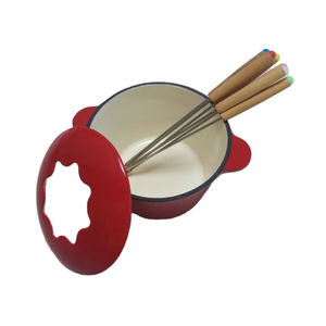ChuiHua Hot Sale Red Color Cookware <strong>Sets</strong> Non Stick Chocolate Chess Cast Iron Cookware <strong>Set</strong> for Kitchen and Camping Fondue <strong>Sets</strong> - Product Image 3