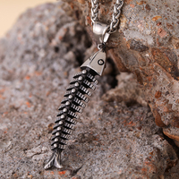 Pendentif populaire en os de poisson Tigre/Dragon, bijoux vintage en acier inoxydable argenté, collier pendentif animal pour homme